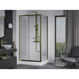 Mexen Apia sprchový kout 120x80 cm, průhledná, zlatá + vanička Rio 840-120-080-50-00-4510