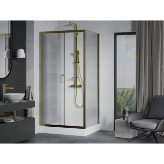 Mexen Apia sprchový kout 120x80 cm, průhledná, zlatá + vanička Rio 840-120-080-50-00-4510