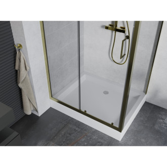 Mexen Apia sprchový kout 120x80 cm, průhledná, zlatá + vanička Rio 840-120-080-50-00-4510