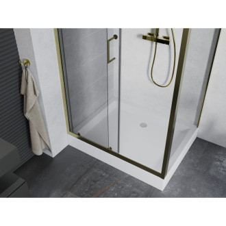 Mexen Apia sprchový kout 120x80 cm, průhledná, zlatá + vanička Rio 840-120-080-50-00-4510