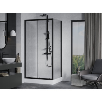 Mexen Apia sprchový kout 100x80 cm, průhledná, černá + vanička Rio 840-100-080-70-00-4510