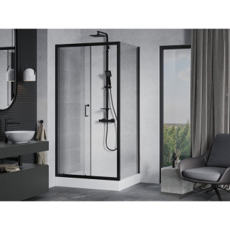 Mexen Apia sprchový kout 100x80 cm, průhledná, černá + vanička Rio 840-100-080-70-00-4510