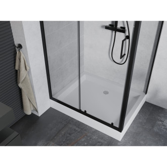Mexen Apia sprchový kout 100x80 cm, průhledná, černá + vanička Rio 840-100-080-70-00-4510