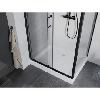 Mexen Apia sprchový kout 100x80 cm, průhledná, černá + vanička Rio 840-100-080-70-00-4510