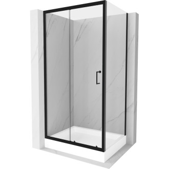 Mexen Apia sprchový kout 120x90 cm, průhledná, černá + vanička Rio 840-120-090-70-00-4510