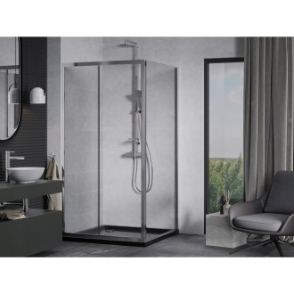 Mexen Apia sprchový kout 90x90, transp., chrom + vanička, černá 840-090-090-01-00-4070