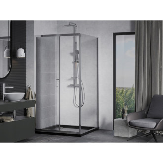Mexen Apia sprchový kout 90x90, transp., chrom + vanička, černá 840-090-090-01-00-4070