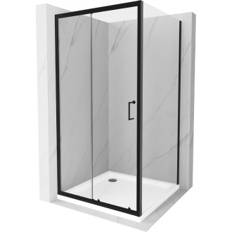Mexen Apia sprchový kout 90x90, transp., černá + vanička, bílá 840-090-090-70-00-4010B
