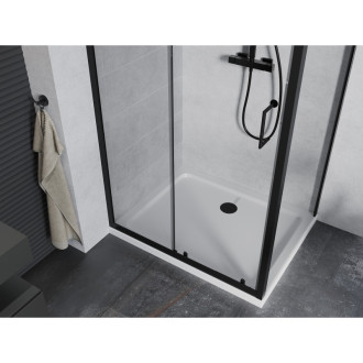 Mexen Apia sprchový kout 100x90, transp., černá + vanička, bílá 840-100-090-70-00-4010B