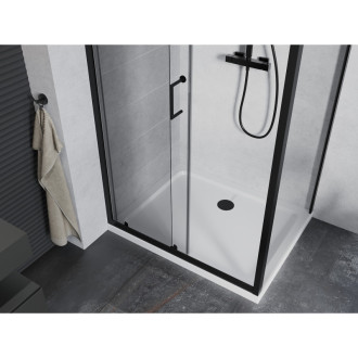 Mexen Apia sprchový kout 100x90, transp., černá + vanička, bílá 840-100-090-70-00-4010B