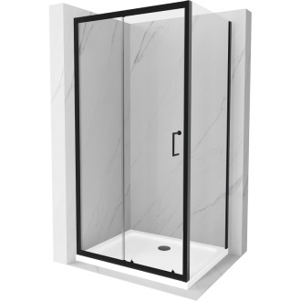 Mexen Apia sprchový kout 110x80, transp., černá + vanička, bílá 840-110-080-70-00-4010B