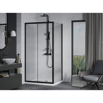 Mexen Apia sprchový kout 130x90, transp., černá + vanička, bílá 840-130-090-70-00-4010B