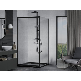 Mexen Apia sprchový kout 90x90, transp., černá + vanička, černá 840-090-090-70-00-4070B