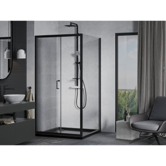 Mexen Apia sprchový kout 90x90, transp., černá + vanička, černá 840-090-090-70-00-4070B