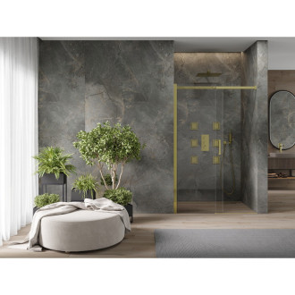 MEXEN OMEGA sprchové dveře 120x190 cm 8 mm zlatá-čiré 825-120-000-50-00