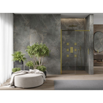 MEXEN OMEGA sprchové dveře 140x190 cm 8 mm zlatá-čiré 825-140-000-50-00