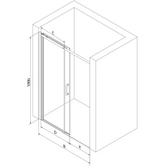 MEXEN OMEGA sprchové dveře 150x190 cm 8 mm chrom-kouřové 825-150-000-01-40