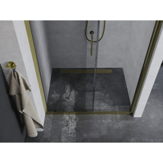 Mexen Apia posuvné sprchové dveře 130 cm, průhledné, zlaté - 845-130-000-50-00