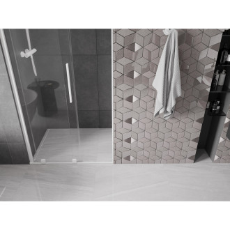 Mexen Velar posuvné sprchové dveře 90 cm, průhledné, bílé - 871-090-000-01-20