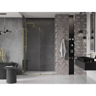 Mexen Velar posuvné sprchové dveře 150 cm, průhledné, zlaté - 871-150-000-01-50
