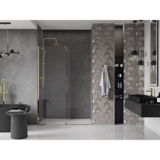 Mexen Velar posuvné sprchové dveře 150 cm, průhledné, zlaté - 871-150-000-01-50