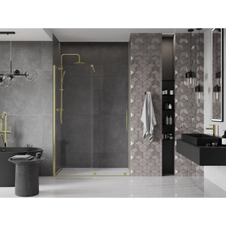 Mexen Velar posuvné sprchové dveře 140 cm, transparentní, broušené zlato 871-140-000-01-55