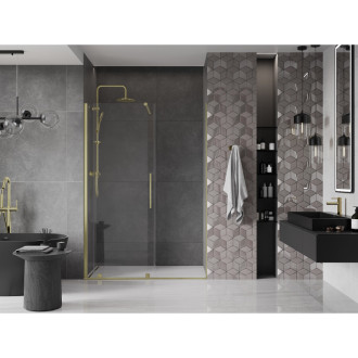 Mexen Velar posuvné sprchové dveře 140 cm, transparentní, broušené zlato 871-140-000-01-55