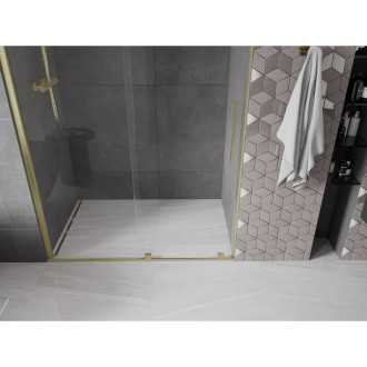 Mexen Velar posuvné sprchové dveře 140 cm, transparentní, broušené zlato 871-140-000-01-55