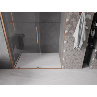Mexen Velar posuvné sprchové dveře 140 cm, transparentní, broušená měď - 871-140-000-01-65