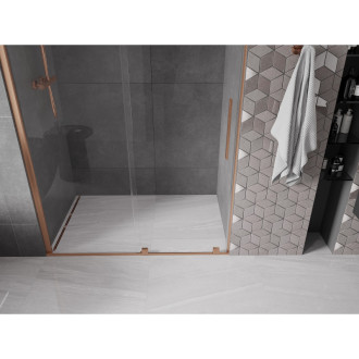 Mexen Velar posuvné sprchové dveře 150 cm, transparentní, broušená měď - 871-150-000-01-65