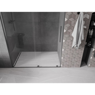 Mexen Velar posuvné sprchové dveře 140 cm, transparent, šedá kartáčovaný 871-140-000-01-66