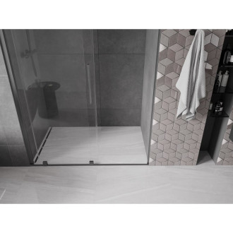 Mexen Velar posuvné sprchové dveře 140 cm, transparent, šedá kartáčovaný 871-140-000-01-66