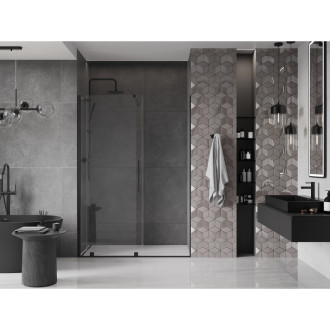 Mexen Velar posuvné sprchové dveře 140 cm, průhledné, černé - 871-140-000-01-70