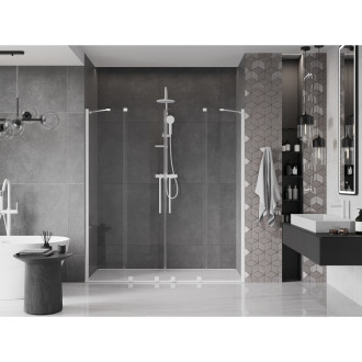 Mexen Velar Duo posuvné sprchové dveře 200 cm, transparentní, bílé - 871-200-000-02-20