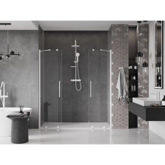 Mexen Velar Duo posuvné sprchové dveře 200 cm, transparentní, bílé - 871-200-000-02-20