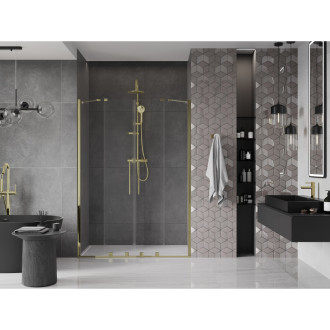 Mexen Velar Duo posuvné sprchové dveře 140 cm, průhledné, zlaté - 871-140-000-02-50