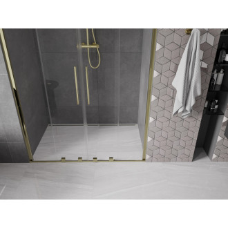 Mexen Velar Duo posuvné sprchové dveře 140 cm, průhledné, zlaté - 871-140-000-02-50