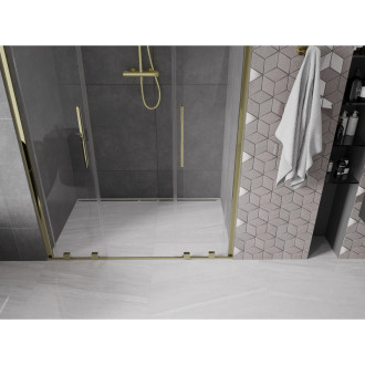 Mexen Velar Duo posuvné sprchové dveře 140 cm, průhledné, zlaté - 871-140-000-02-50