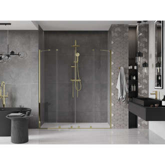 Mexen Velar Duo posuvné sprchové dveře 200 cm, průhledné, zlaté - 871-200-000-02-50