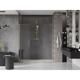 Mexen Velar Duo posuvné sprchové dveře 200 cm, průhledné, zlaté - 871-200-000-02-50