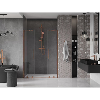 Mexen Velar Duo posuvné sprchové dveře 140 cm, transparent, růžové zlato 871-140-000-02-60