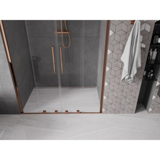 Mexen Velar Duo posuvné sprchové dveře 140 cm, transparent, růžové zlato 871-140-000-02-60
