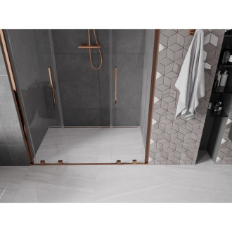Mexen Velar Duo posuvné sprchové dveře 160 cm, transparent, růžové zlato 871-160-000-02-60