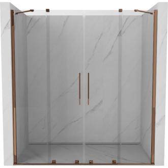 Mexen Velar Duo posuvné sprchové dveře 200 cm, transparent, růžové zlato 871-200-000-02-60