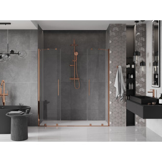 Mexen Velar Duo posuvné sprchové dveře 200 cm, transparent, růžové zlato 871-200-000-02-60
