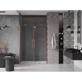 Mexen Velar Duo posuvné sprchové dveře 140 cm, transparent, broušená měď 871-140-000-02-65
