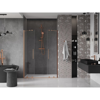 Mexen Velar Duo posuvné sprchové dveře 150 cm, transparent, broušená měď 871-150-000-02-65