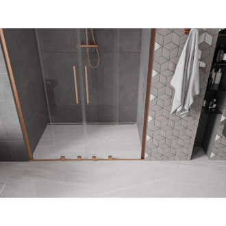Mexen Velar Duo posuvné sprchové dveře 150 cm, transparent, broušená měď 871-150-000-02-65