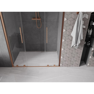 Mexen Velar Duo posuvné sprchové dveře 150 cm, transparent, broušená měď 871-150-000-02-65
