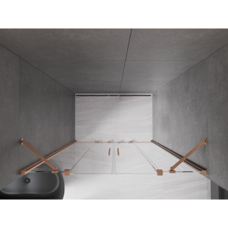 Mexen Velar Duo posuvné sprchové dveře 150 cm, transparent, broušená měď 871-150-000-02-65